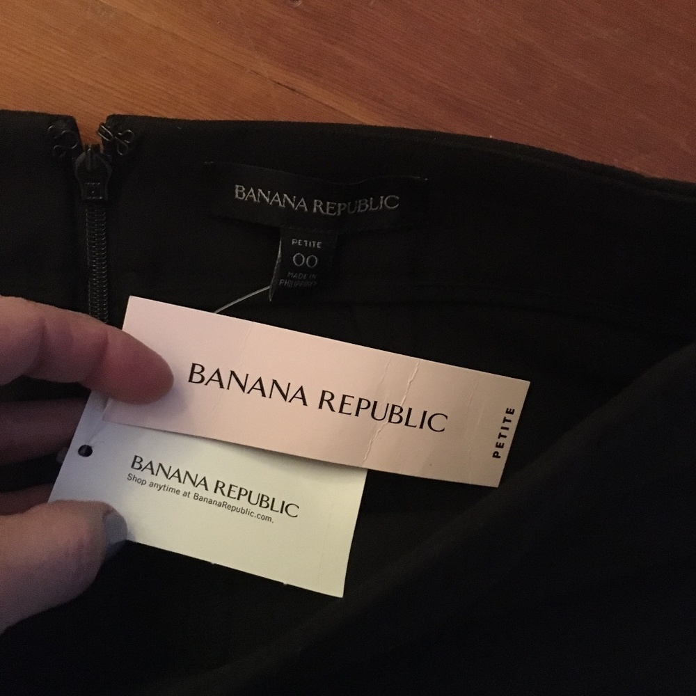 Banana Republic black petite split pencil skirt